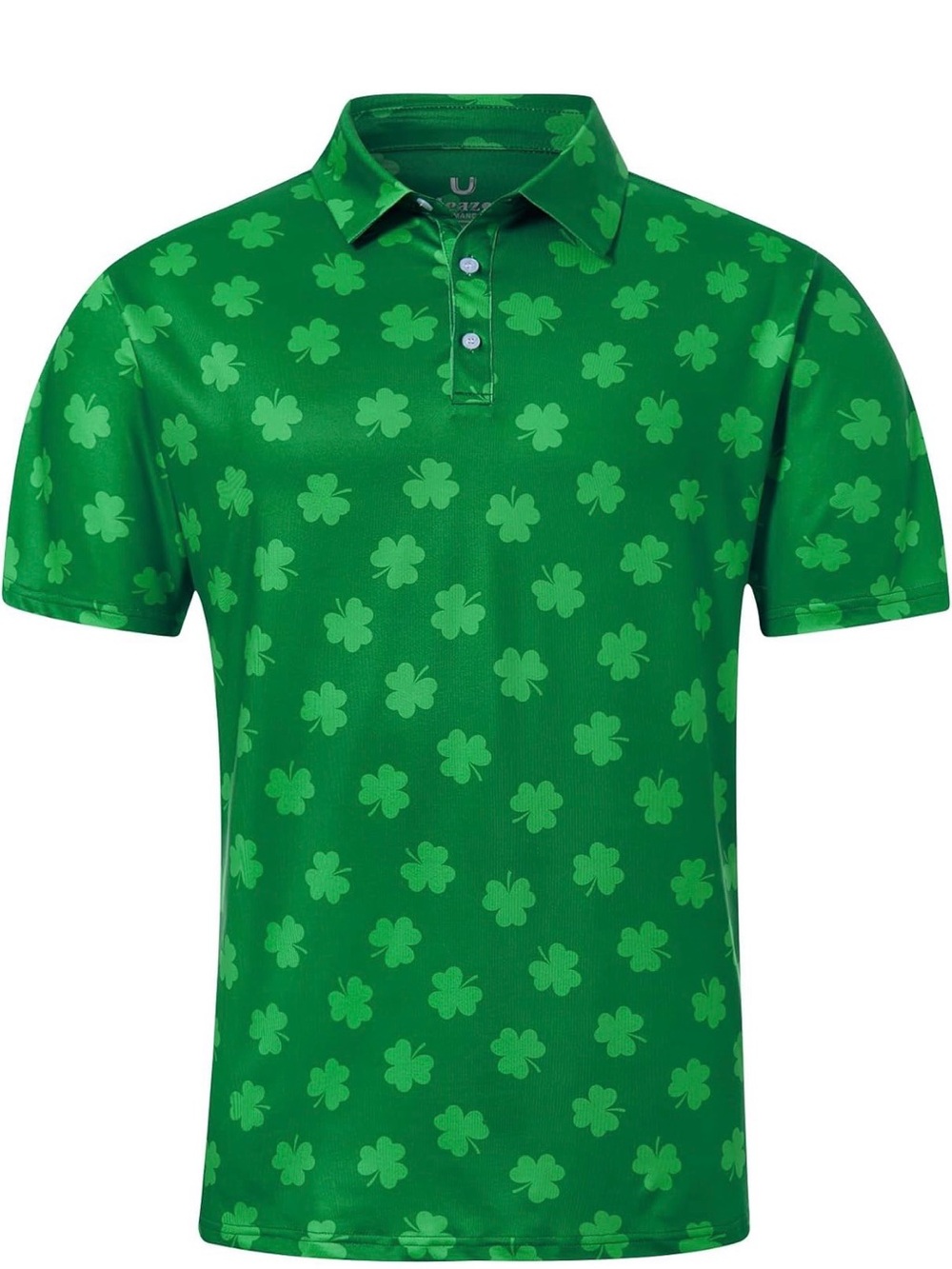 NWT Men’s Shamrock Print Green Polo Size Medium